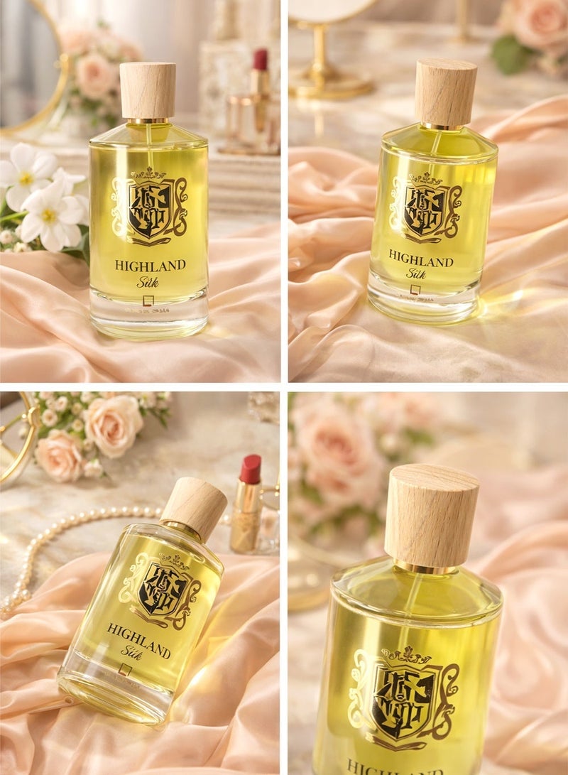 Linea De Bella Highland Silk Eau De Parfum for Women 100ml – Fresh Fruity Floral Scent with Kiwi, Jasmine, Geranium, Sandalwood & Moss - Image 2